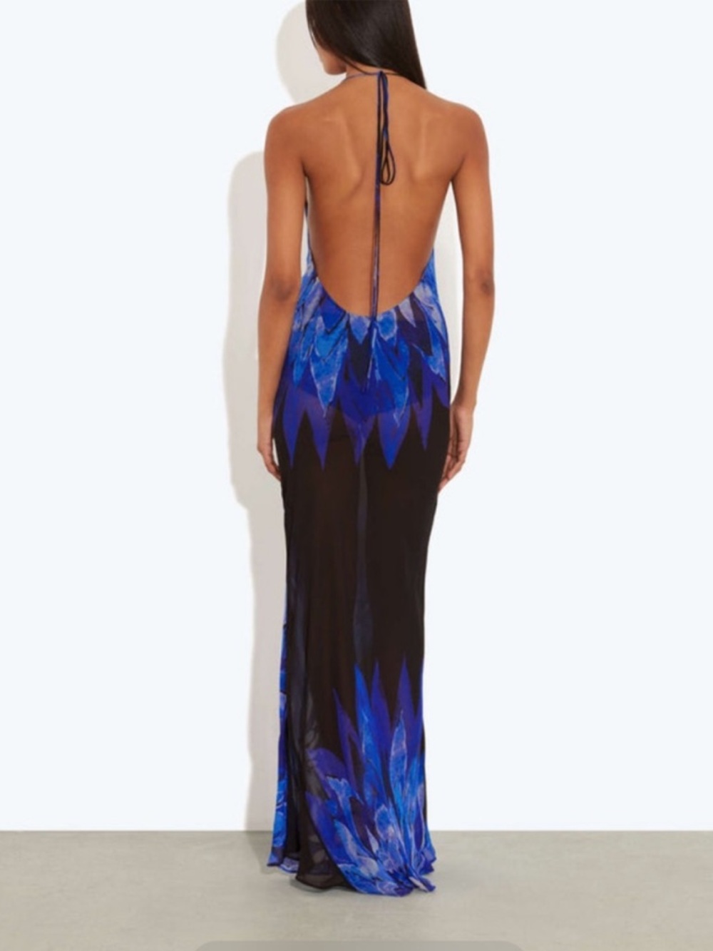 Rat & Boa Coralina Cowl Neck Semi Sheer Maxi Dress Black Cobalt Blue Size XS - Picture 2 of 12